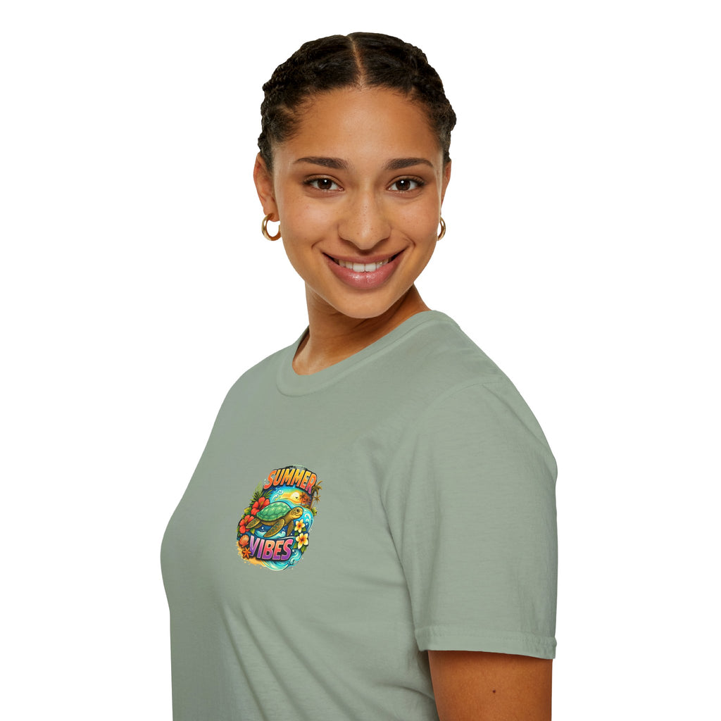 Summer Vibes Sea Turtle T-Shirt — Cute Beach Gift for Women Surf Floral Graphic Tee