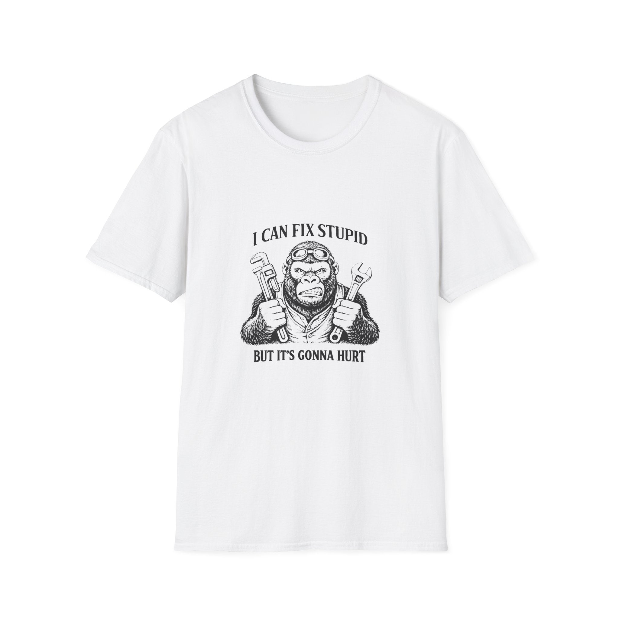 I Can Fix Stupid T-Shirt — Funny Mechanic Gift for Him Monkey Graphic Tee