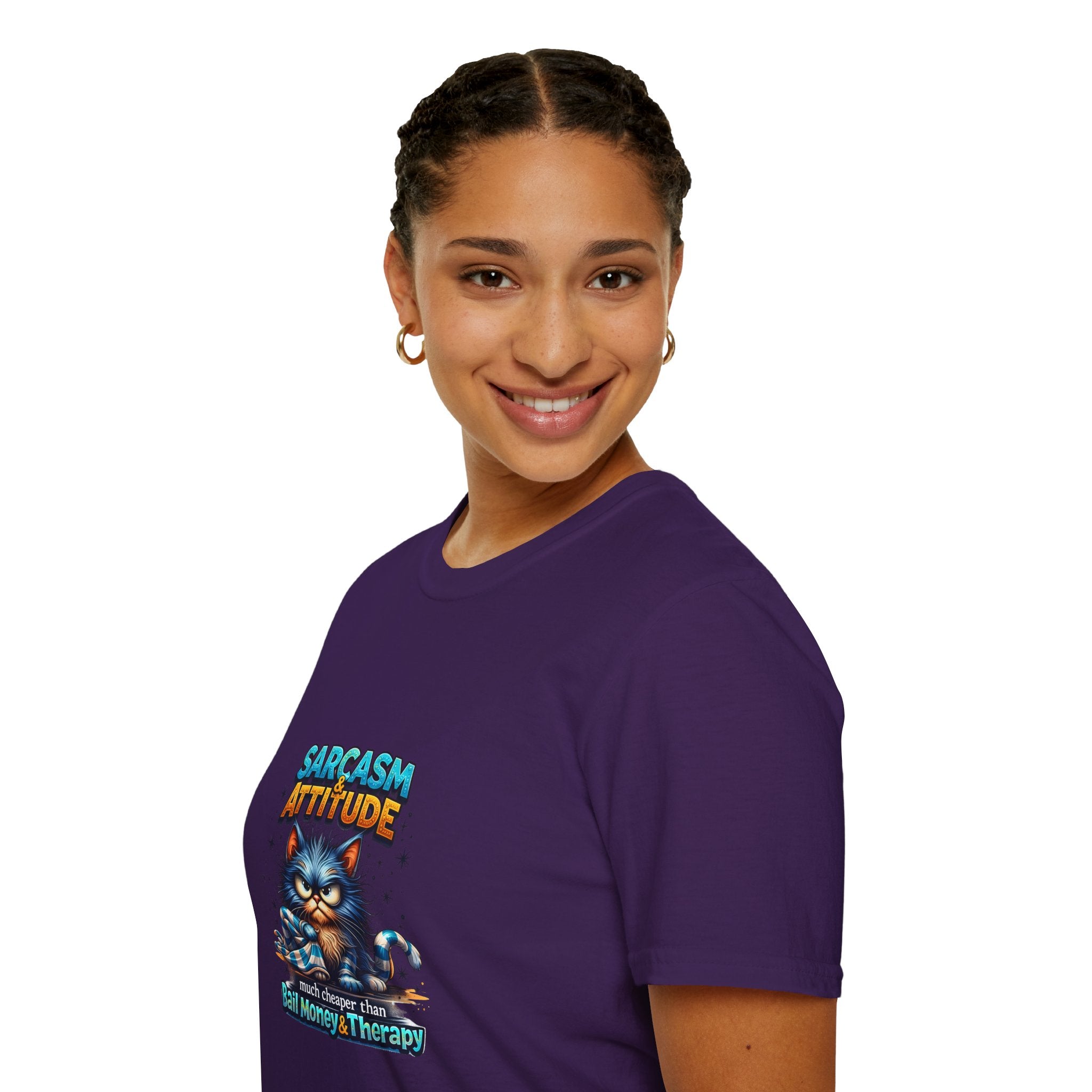 Sarcasm & Attitude Grumpy Cat T-Shirt — Funny Sarcastic Gift for Her Graphic Tee