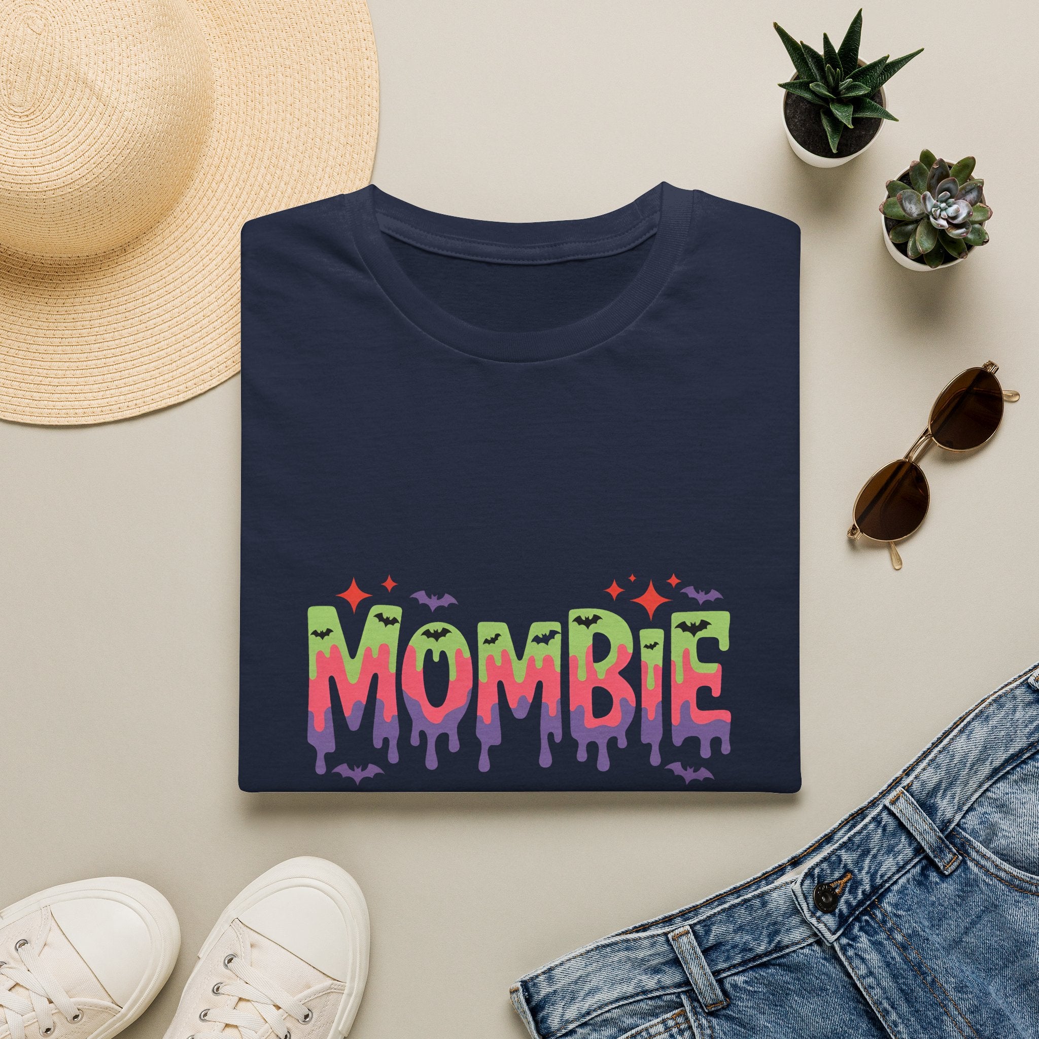 Mombie Halloween T-Shirt — Funny Zombie Mom Gift for Her Neon Graphic Tee