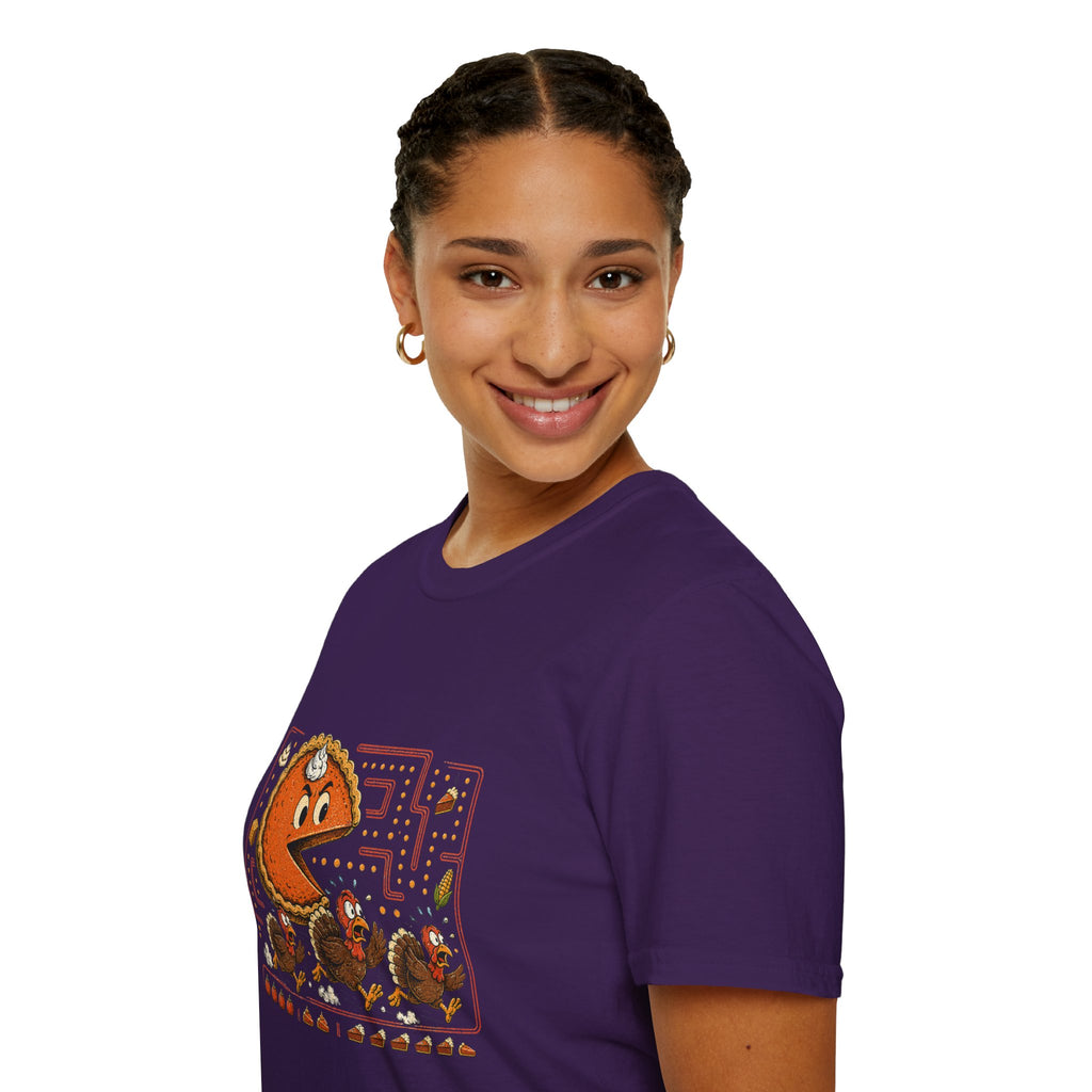 Retro Pie Monster T-Shirt — Funny Pac-Maze Dessert Gamer Tee