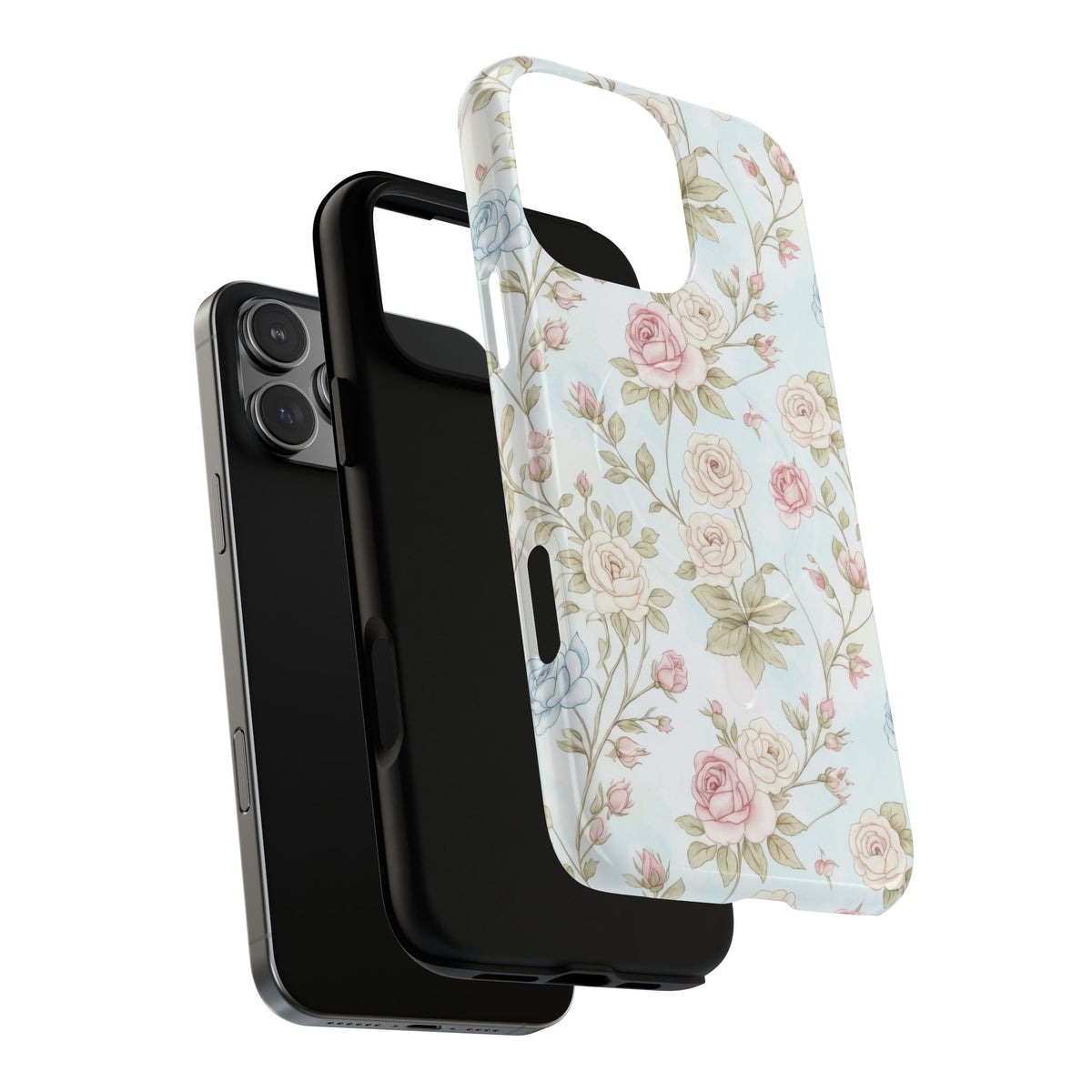 Vintage Floral Rose Magnetic iPhone Case — MagSafe Tough Protective Cover