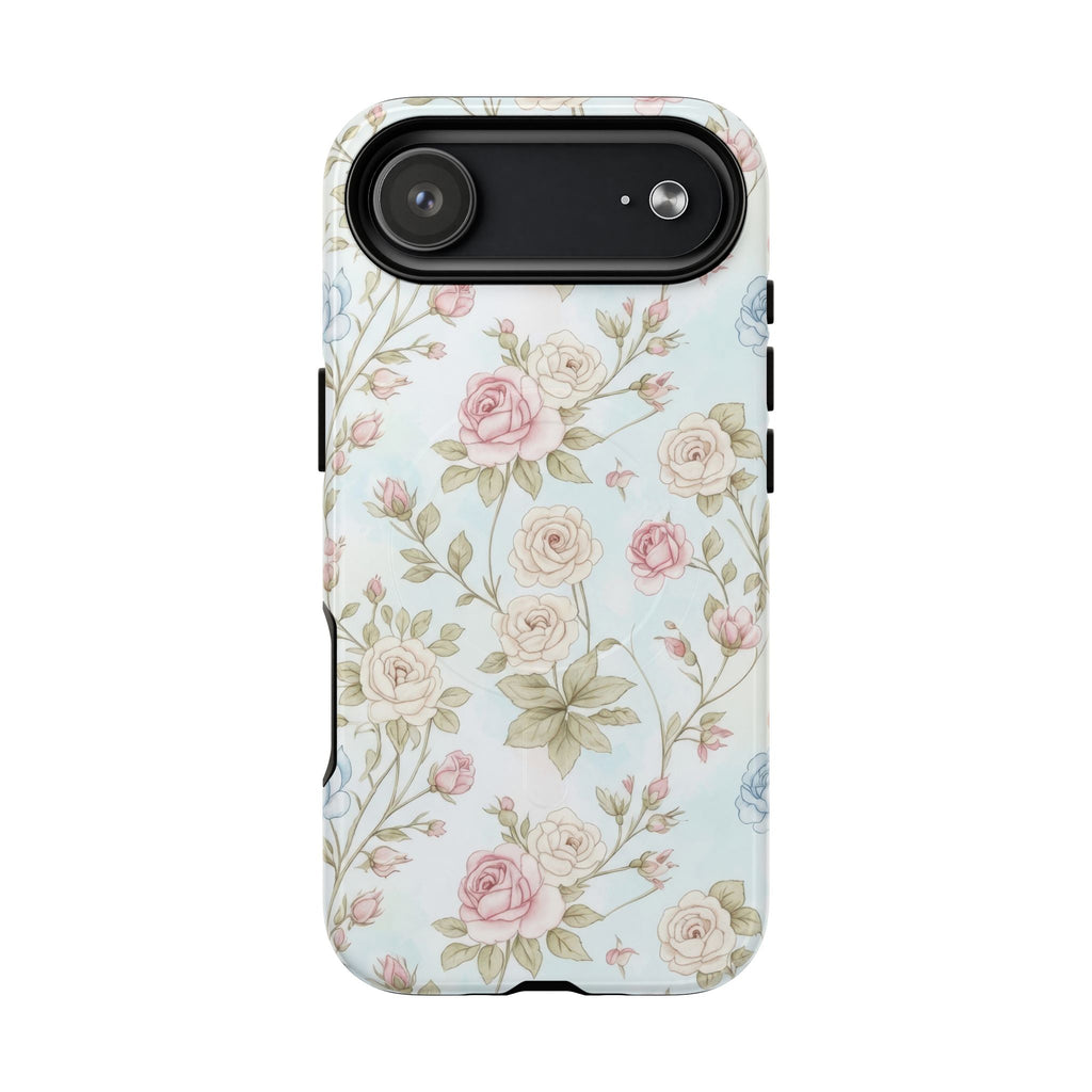 Vintage Floral Rose Magnetic iPhone Case — MagSafe Tough Protective Cover