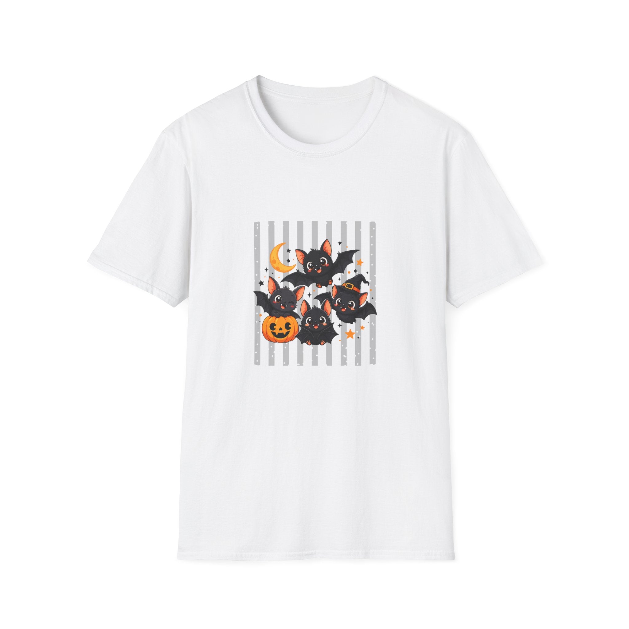 Halloween Bats Pumpkin Moon T-Shirt — Cute Spooky Gift for Women Graphic Tee