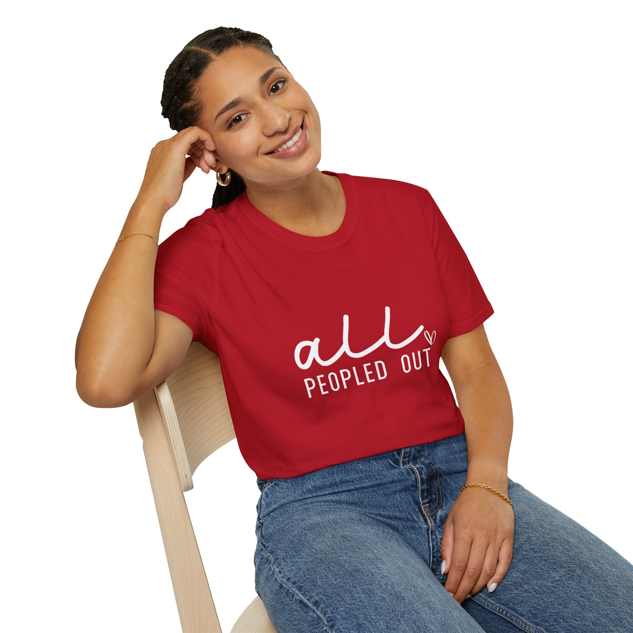 All Peopled Out T-Shirt — Funny Introvert Gift for Her Sarcastic Anti-Social Tee