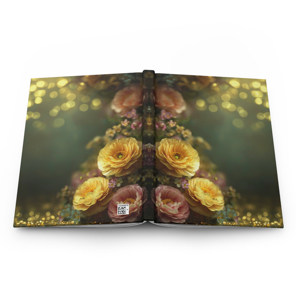 Floral Dream Hardcover Journal — Golden Ranunculus Notebook for Writing & Gifts