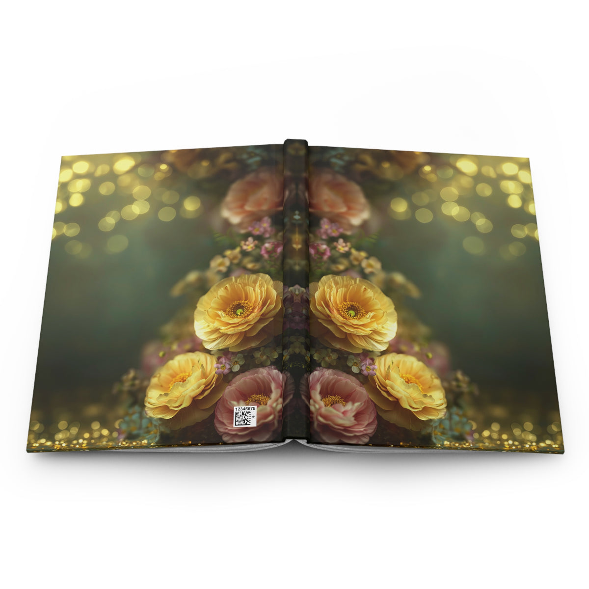 Floral Dream Hardcover Journal — Golden Ranunculus Notebook for Writing & Gifts