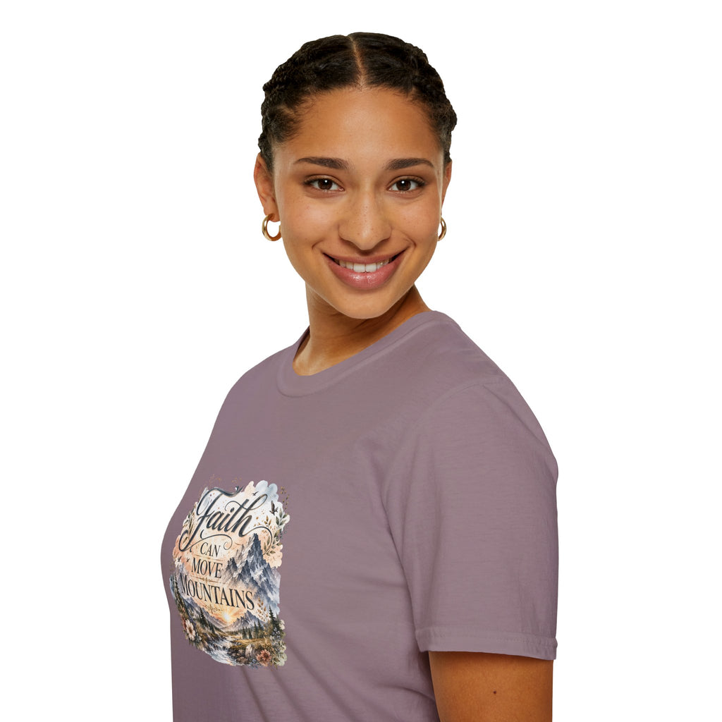 Faith Can Move Mountains T-Shirt Inspirational Christian Mountain Graphic Tee