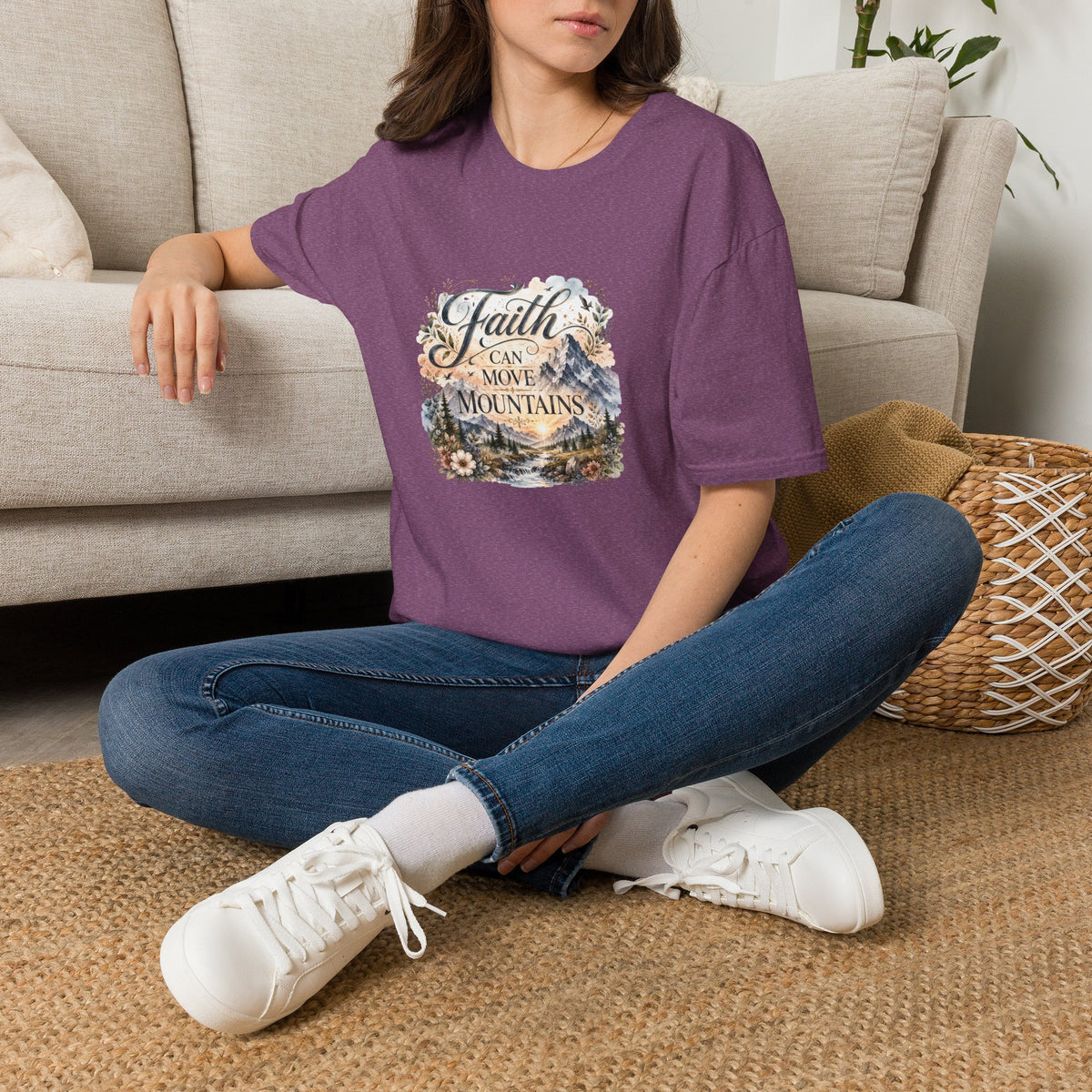 Faith Can Move Mountains T-Shirt Inspirational Christian Mountain Graphic Tee