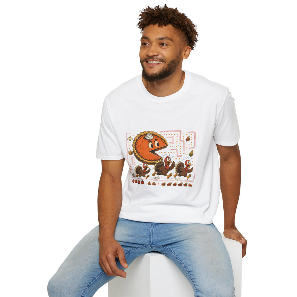 Retro Pie Monster T-Shirt — Funny Pac-Maze Dessert Gamer Tee