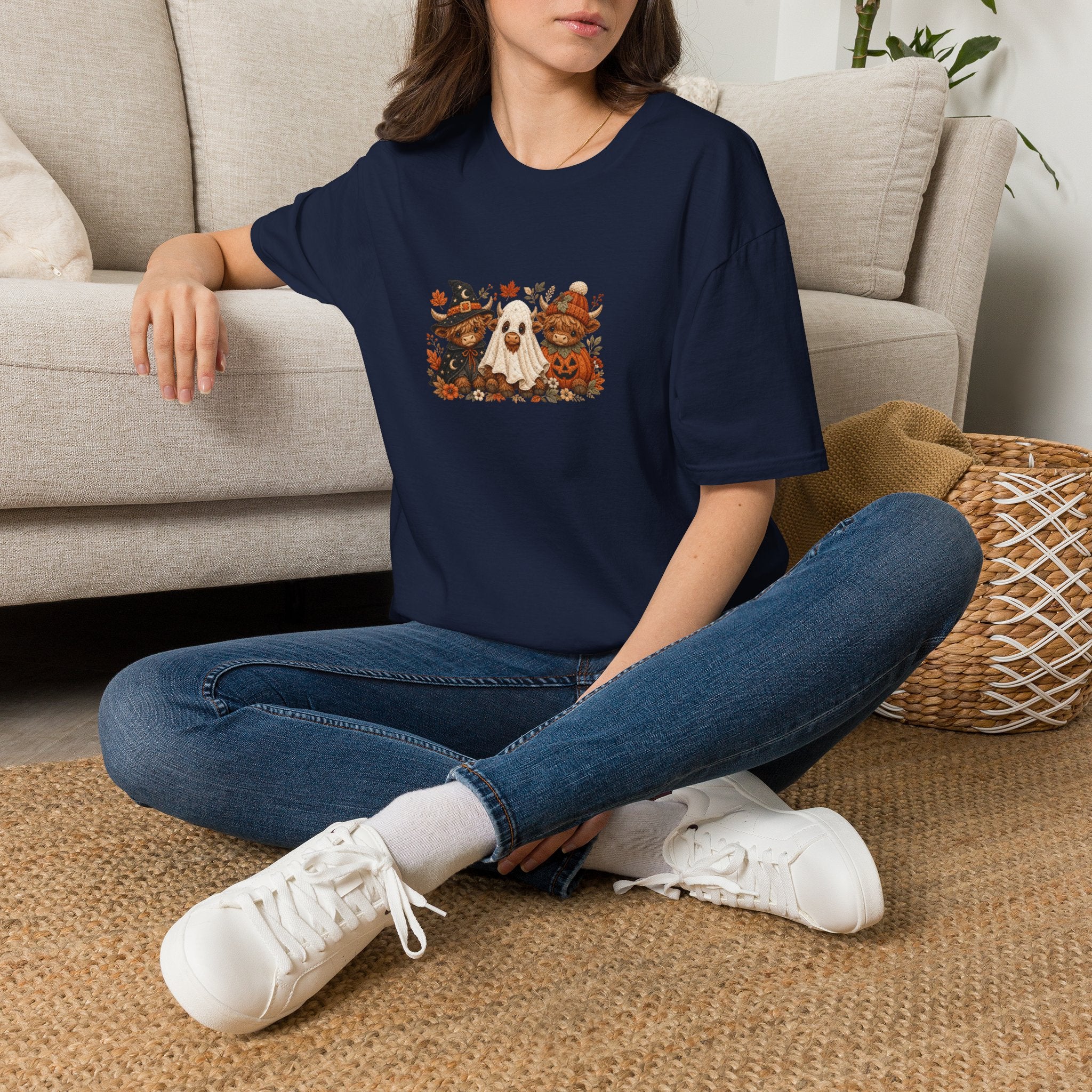 Halloween Cows Trio T-Shirt — Cute Funny Gift for Her Ghost & Pumpkin Fall Tee