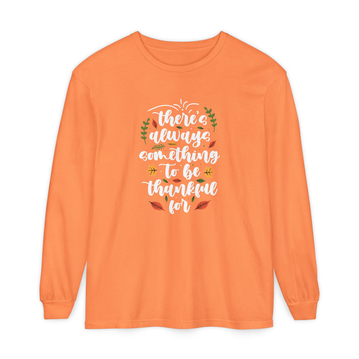 Thankful For Crewneck Long Sleeve Tee — Fall Thanksgiving Gratitude Shirt