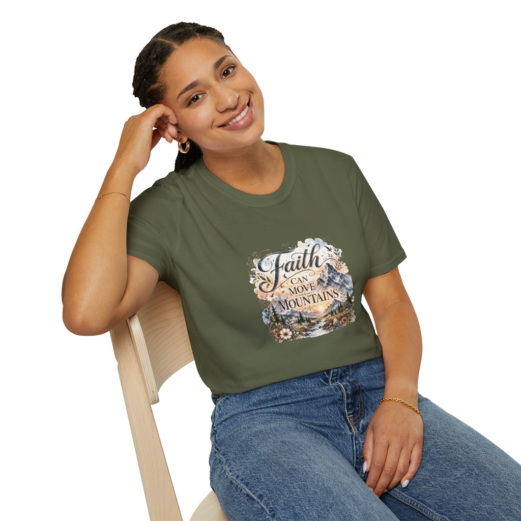 Faith Can Move Mountains T-Shirt Inspirational Christian Mountain Graphic Tee