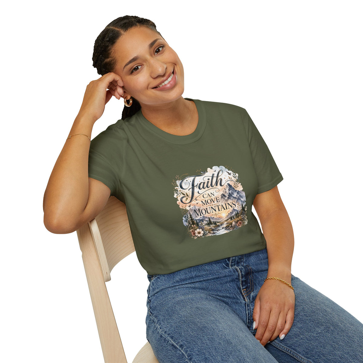 Faith Can Move Mountains T-Shirt Inspirational Christian Mountain Graphic Tee