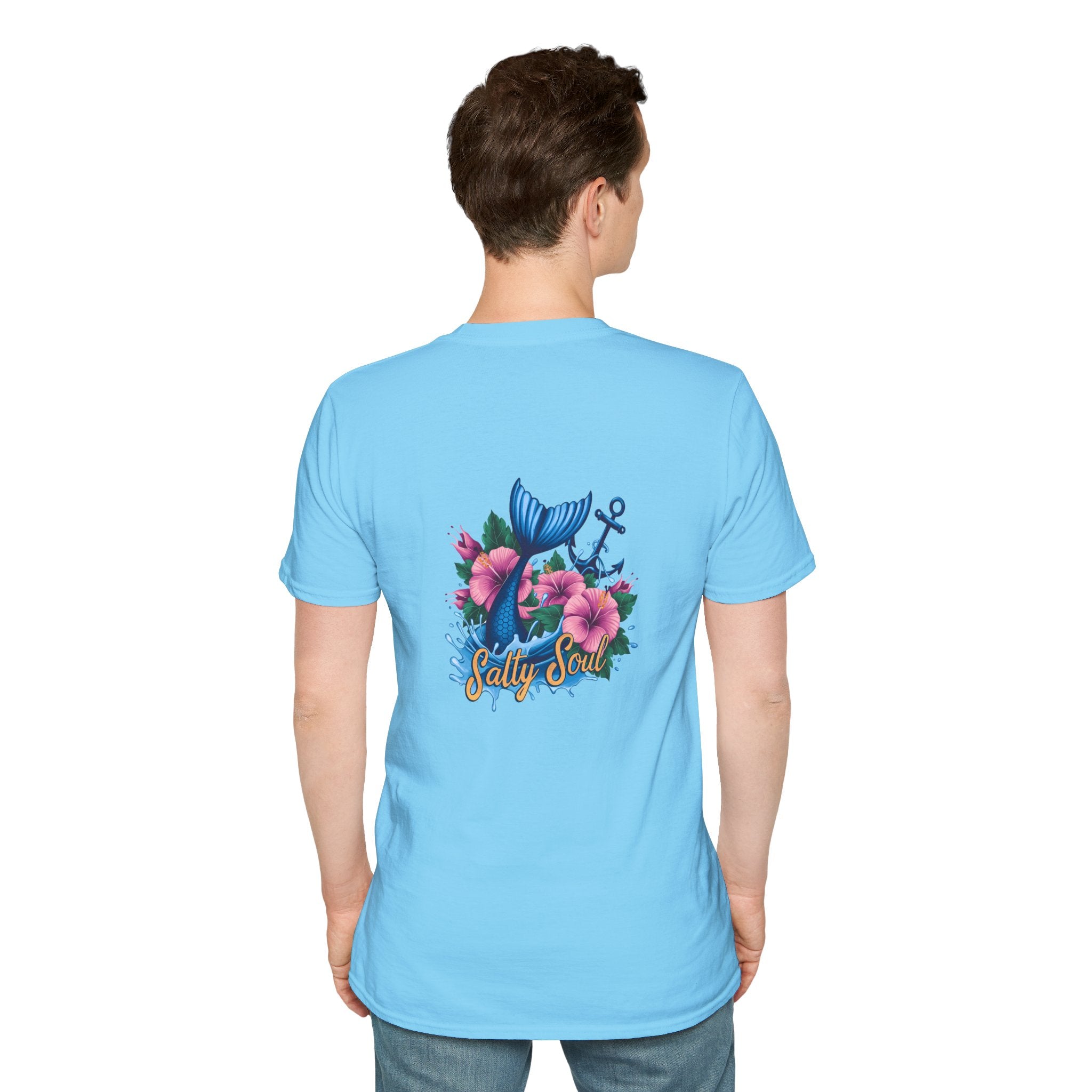 Salty Soul Mermaid Anchor Floral T-Shirt — Cute Beach Gift for Women Nautical Tee
