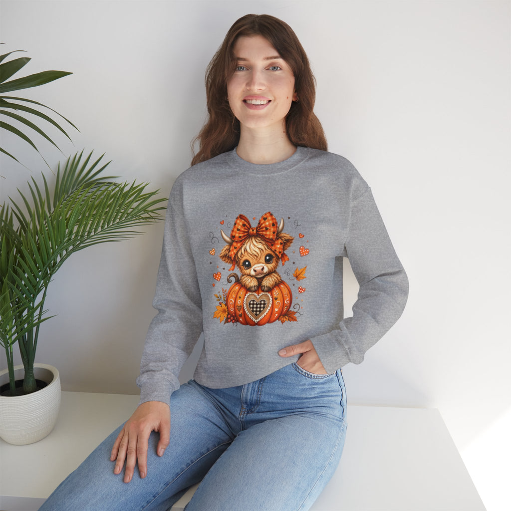 Cute Highland Cow Pumpkin Halloween Sweatshirt