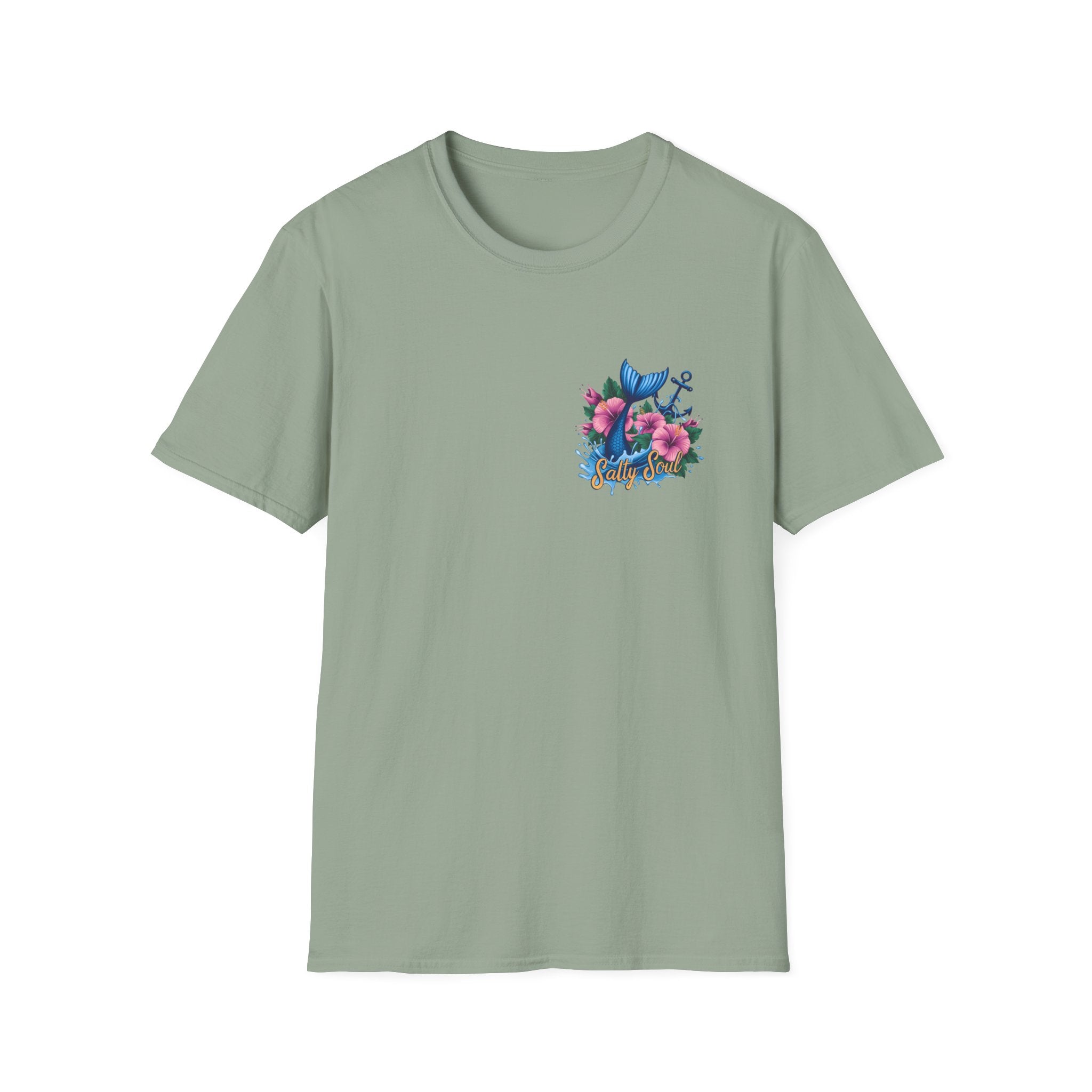 Salty Soul Mermaid Anchor Floral T-Shirt — Cute Beach Gift for Women Nautical Tee