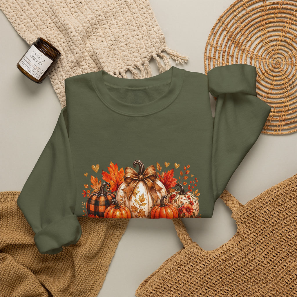 Thanksgiving Pumpkin Crewneck Sweatshirt — Happy Thanksgiving Harvest Design
