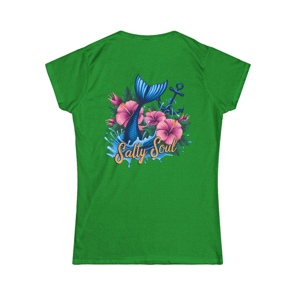 Salty Soul Floral Anchor Beach T-Shirt — Cute Nautical Gift for Women Graphic Tee