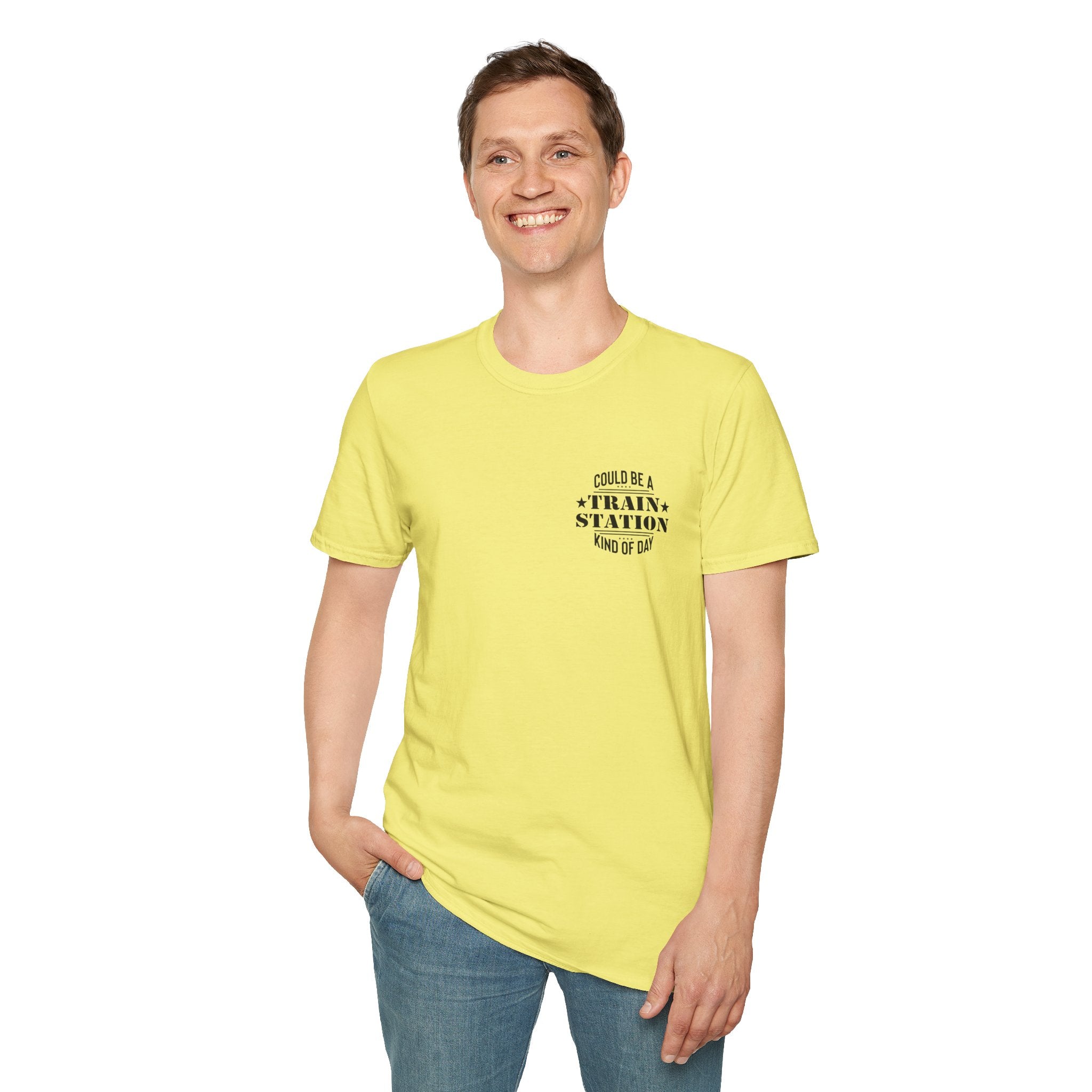 Could Be a Train Station Kind of Day T-Shirt — Funny Sarcastic Gift for Her Pocket Tee