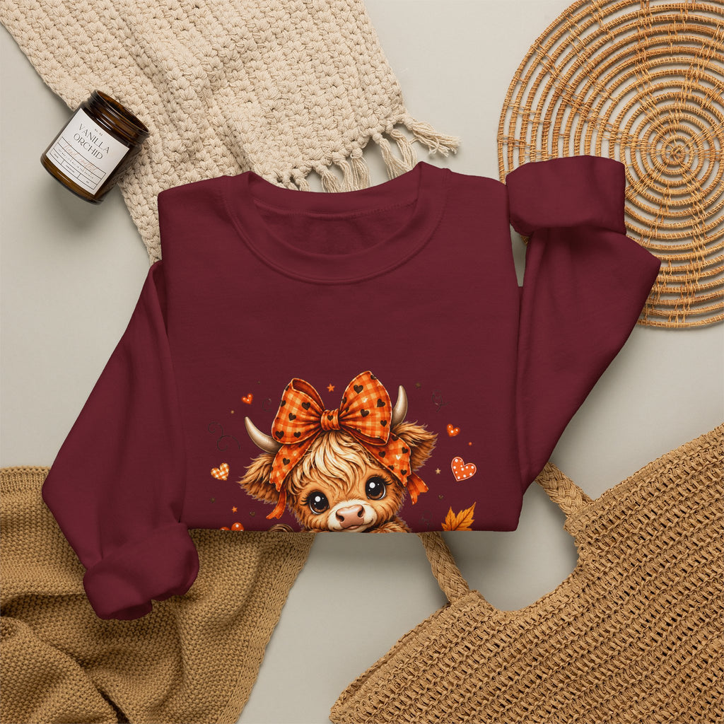 Cute Highland Cow Pumpkin Halloween Sweatshirt