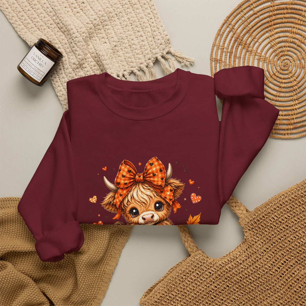 Cute Highland Cow Pumpkin Halloween Sweatshirt