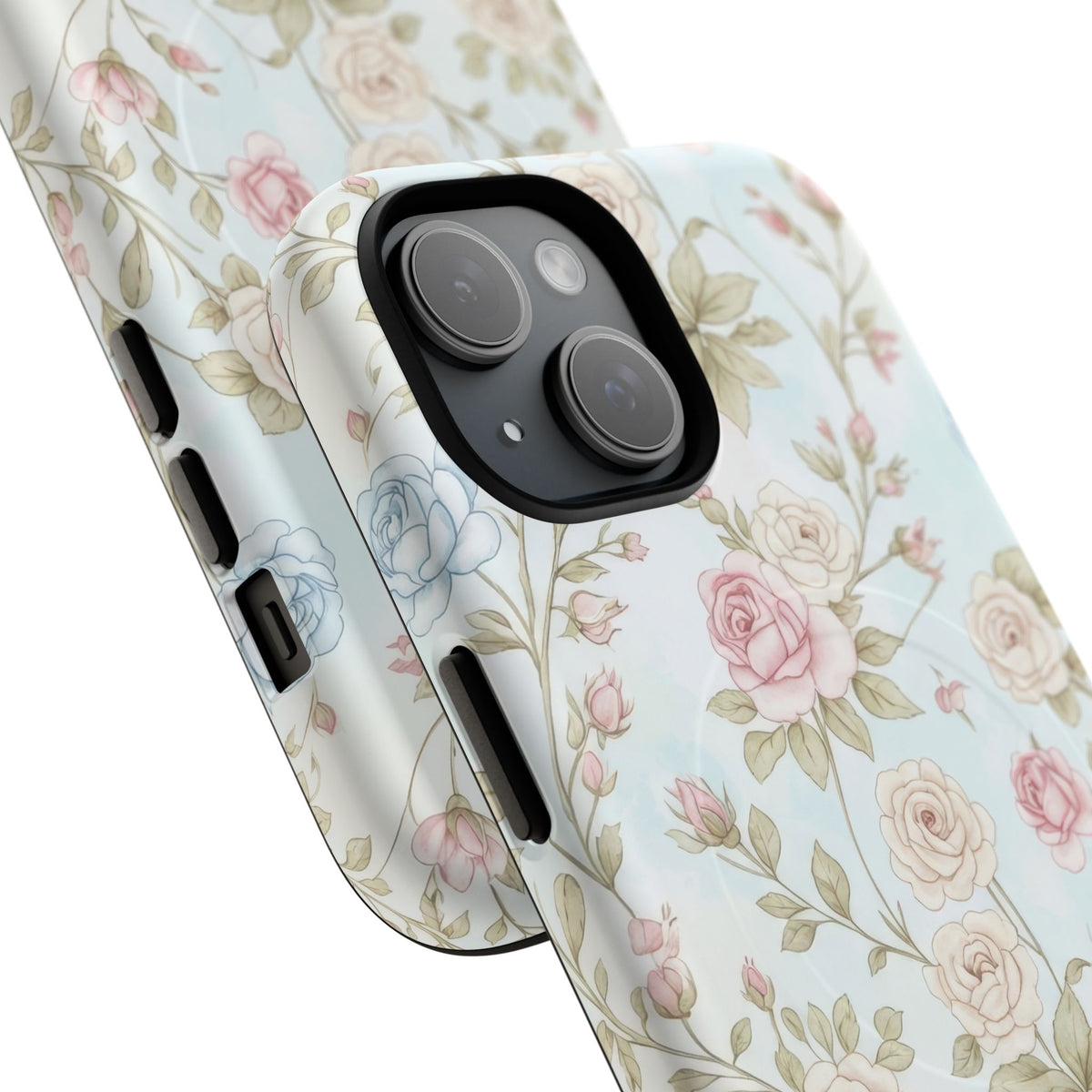 Vintage Floral Rose Magnetic iPhone Case — MagSafe Tough Protective Cover