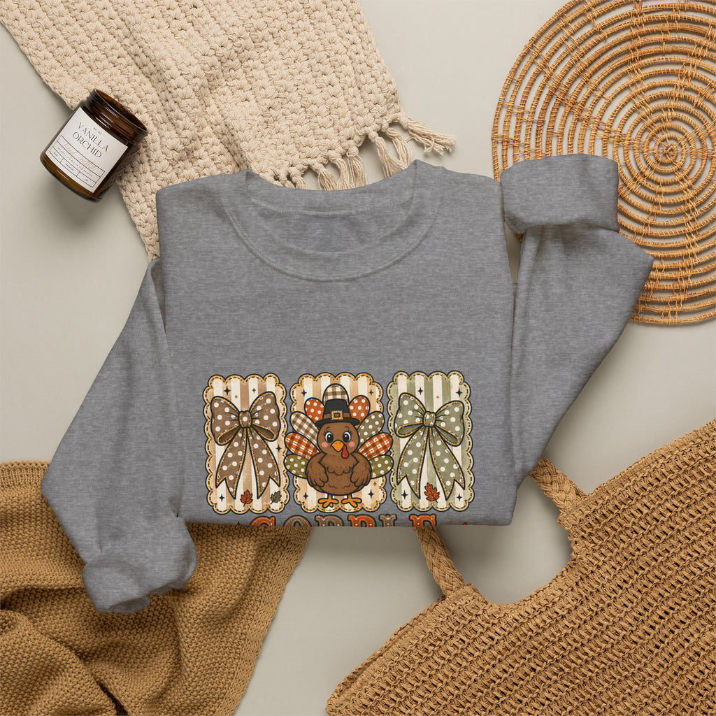 Thanksgiving Crewneck Sweatshirt — "Gobble Gobble 'til You Wobble" Turkey Design