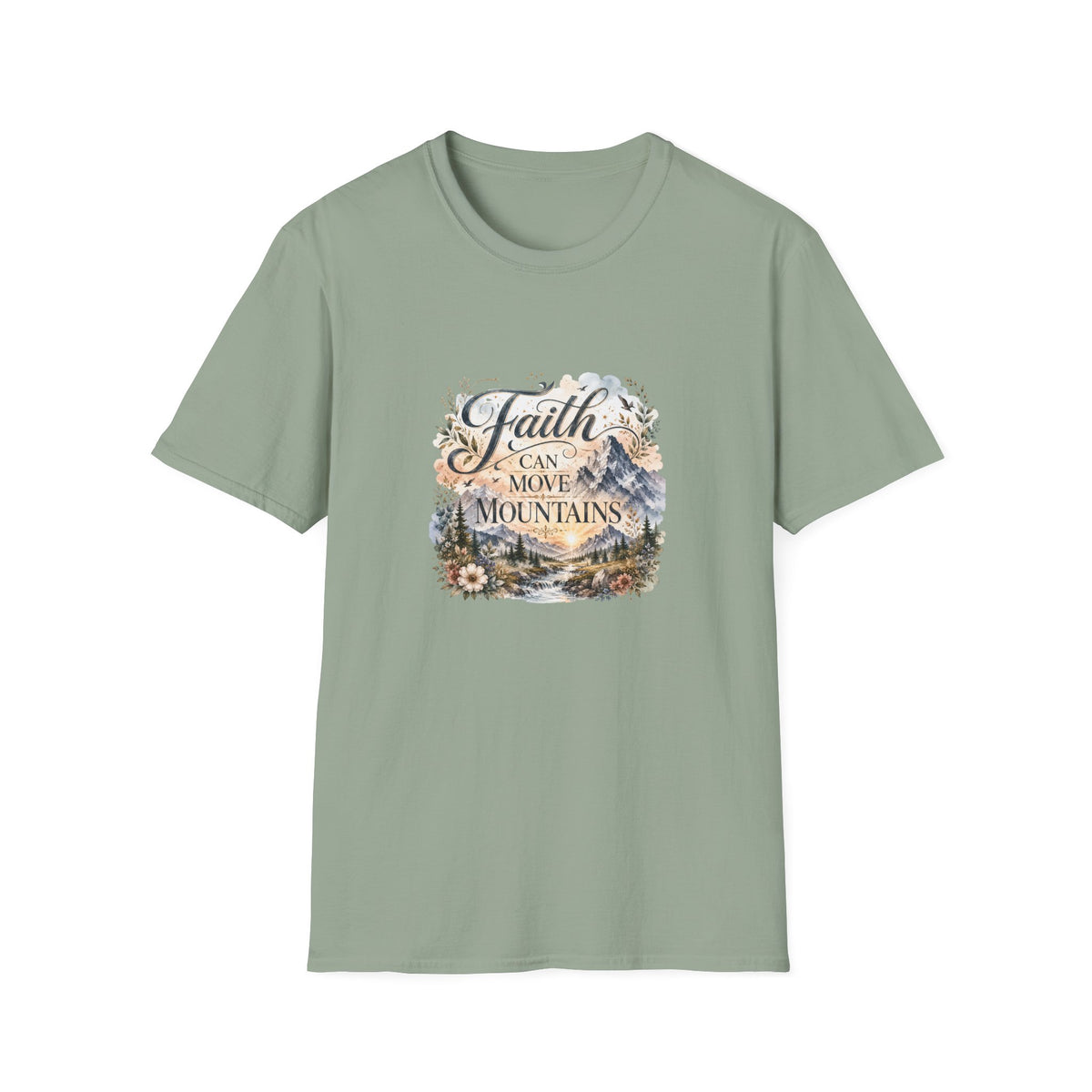 Faith Can Move Mountains T-Shirt Inspirational Christian Mountain Graphic Tee