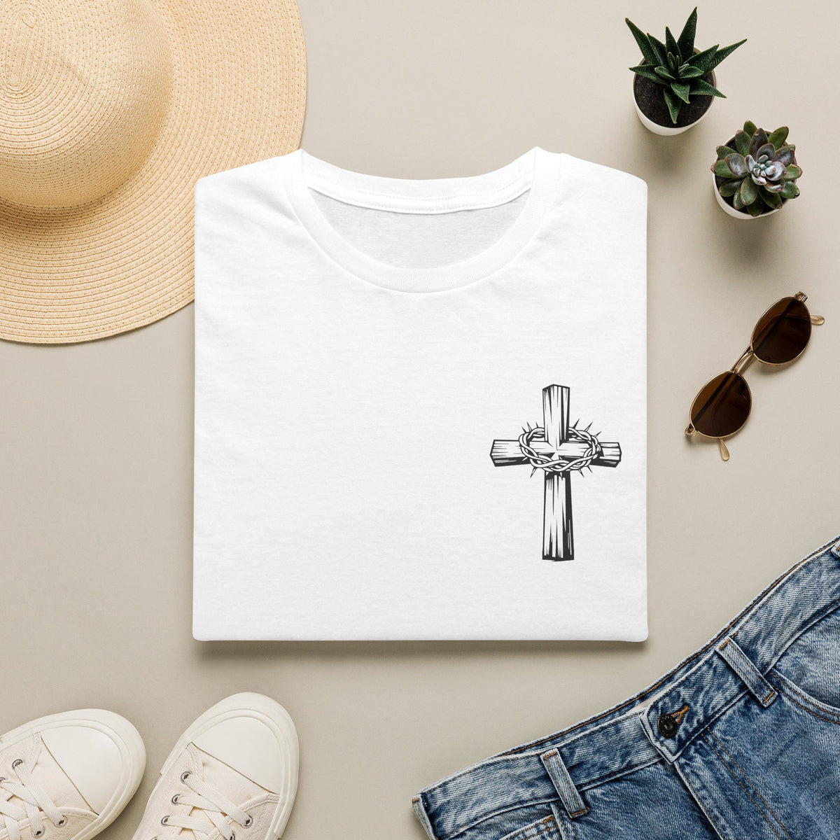 Cross with Crown of Thorns T-Shirt — Christian Faith Tee