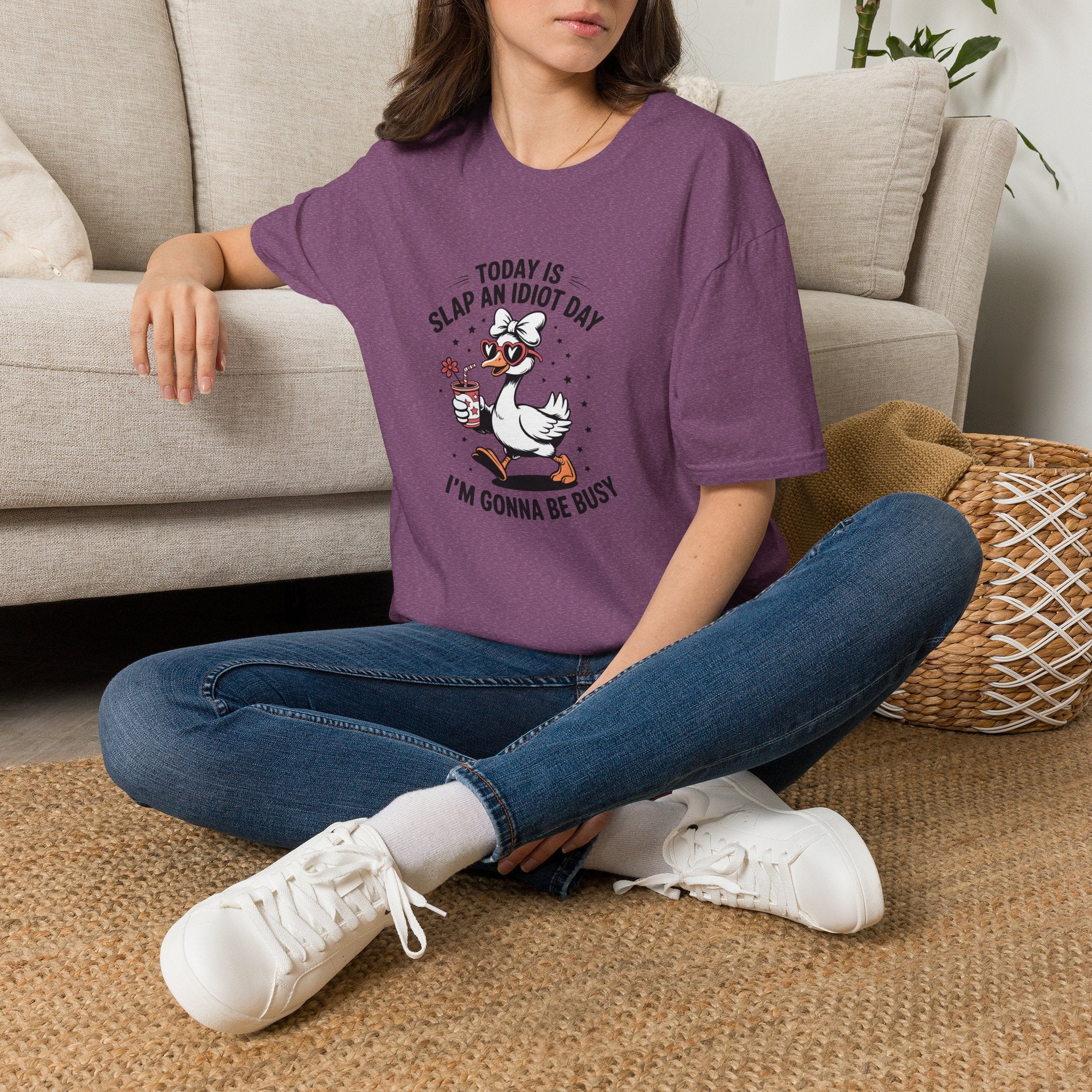 Today Is Slap An Idiot Day Duck T-Shirt — Funny Sarcastic Gift for Her Graphic Tee