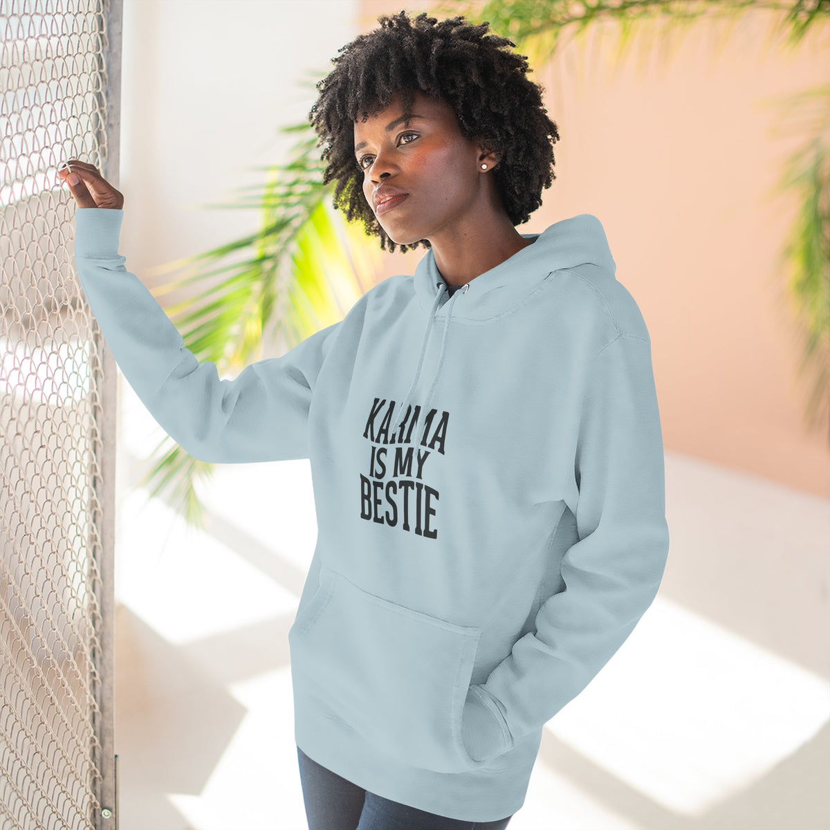 Karma Is My Bestie Graphic Pullover Hoodie