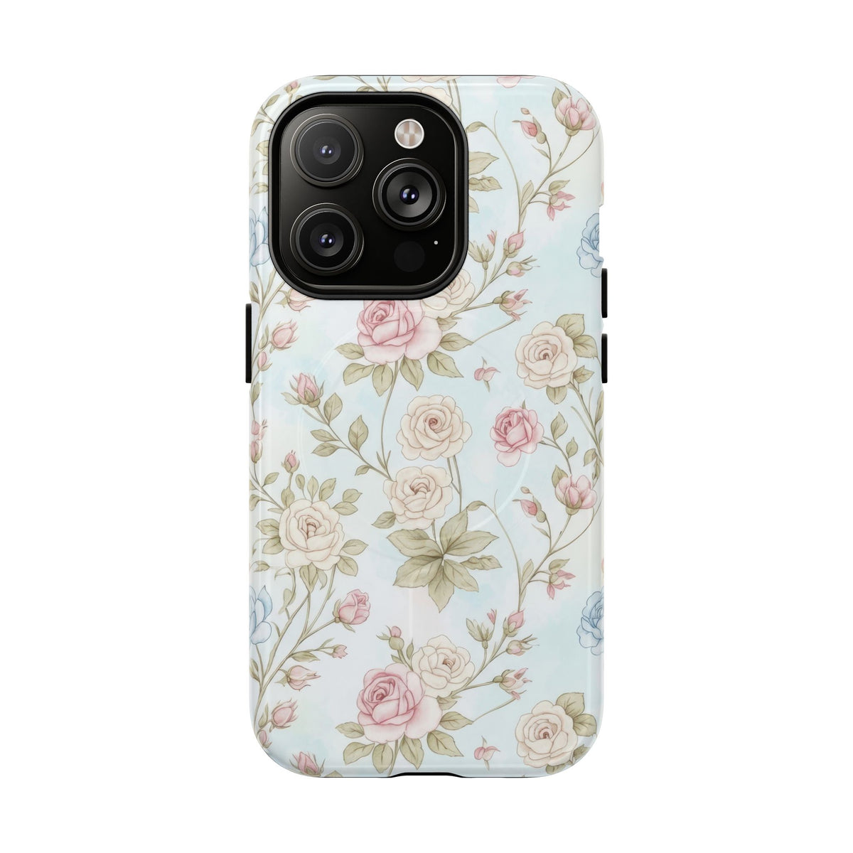 Vintage Floral Rose Magnetic iPhone Case — MagSafe Tough Protective Cover