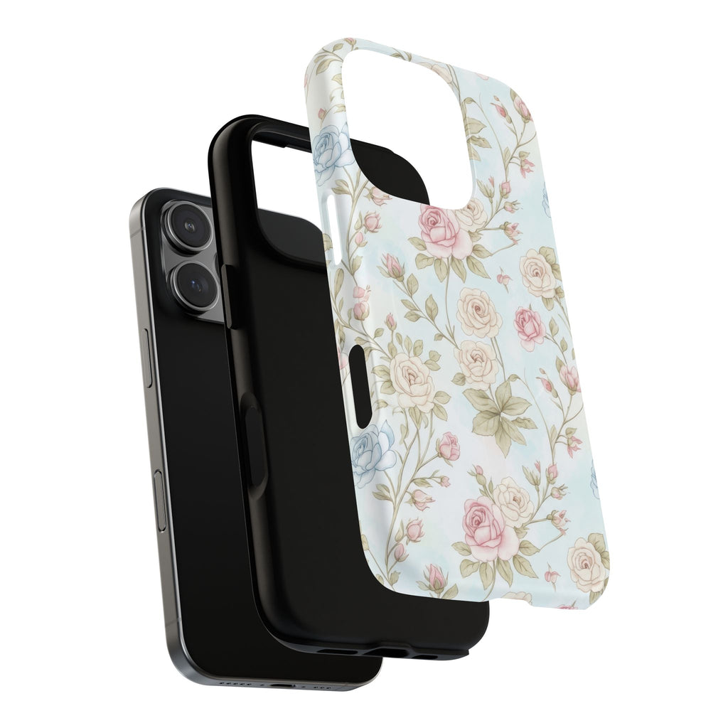 Vintage Floral Rose Magnetic iPhone Case — MagSafe Tough Protective Cover