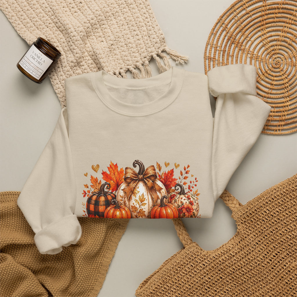 Thanksgiving Pumpkin Crewneck Sweatshirt — Happy Thanksgiving Harvest Design