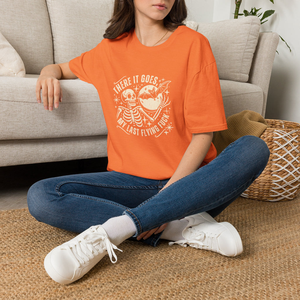 There It Goes Skull Moon & Bat T-Shirt — Cute Halloween Gift for Women Graphic Tee