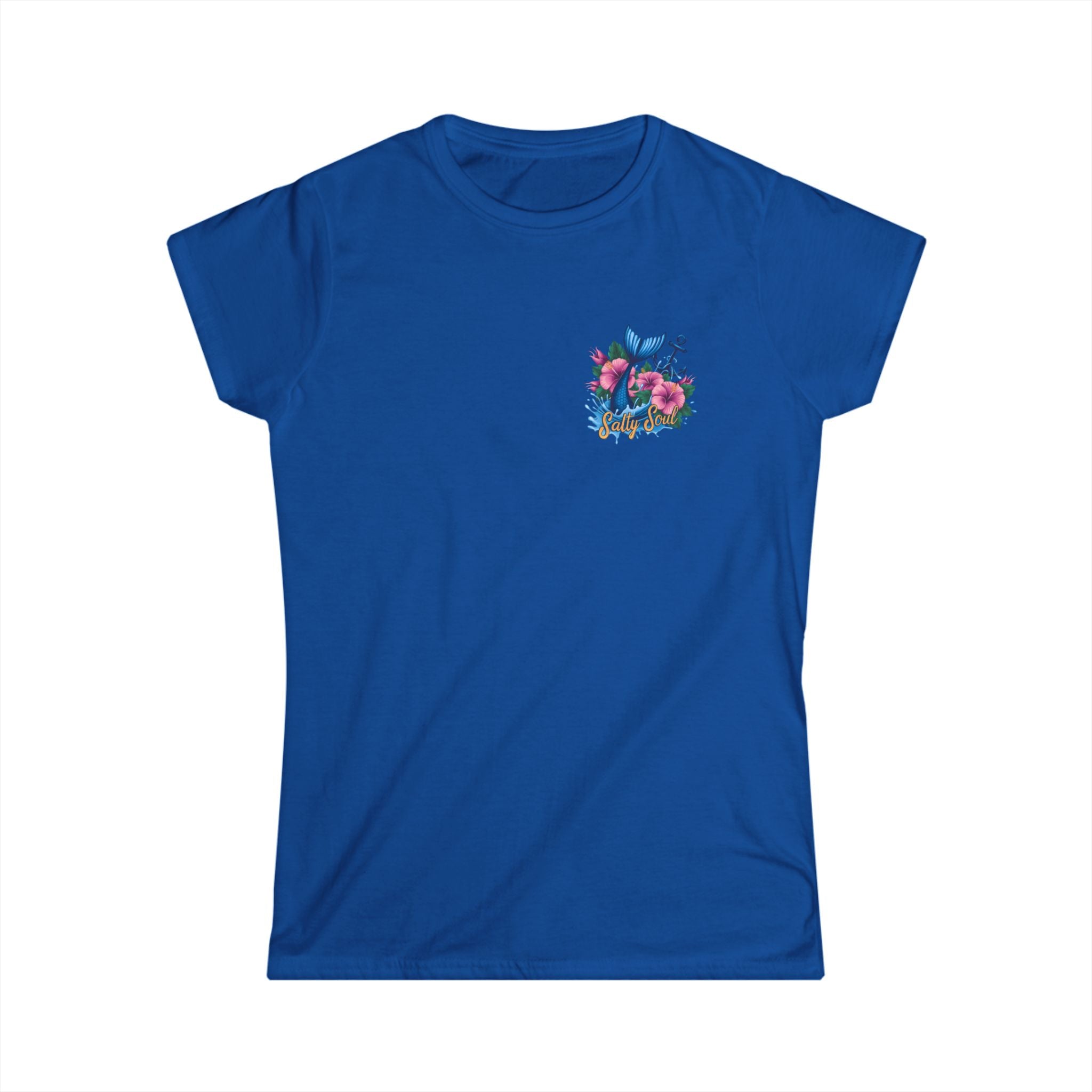 Salty Soul Floral Anchor Beach T-Shirt — Cute Nautical Gift for Women Graphic Tee