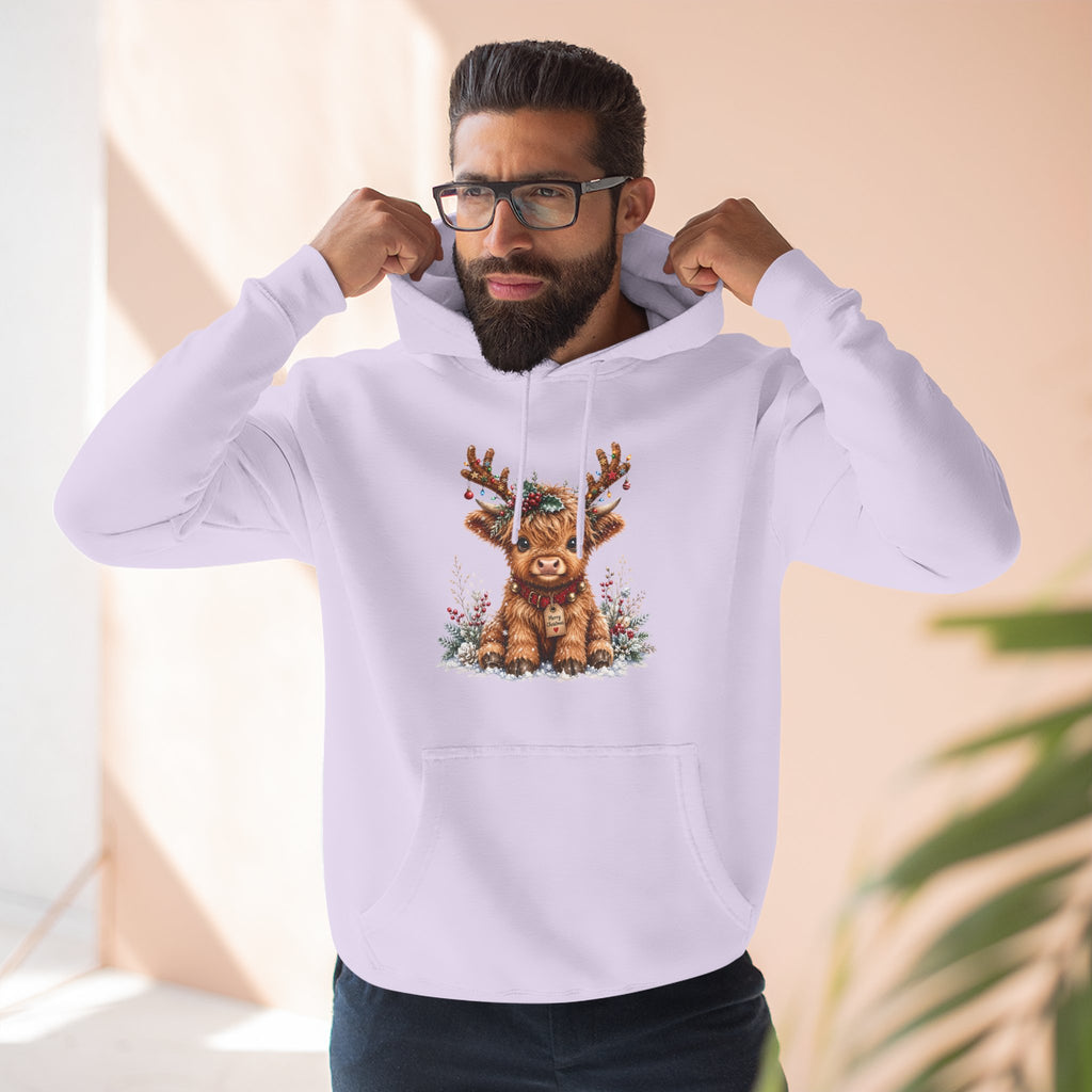 Cute Reindeer Fleece Hoodie - Christmas Woodland Holiday Sweatshirt