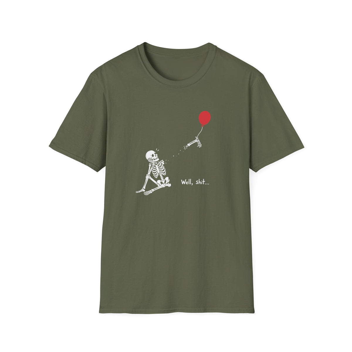 Funny Skeleton Balloon T-Shirt, Well Shit Graphic Tee