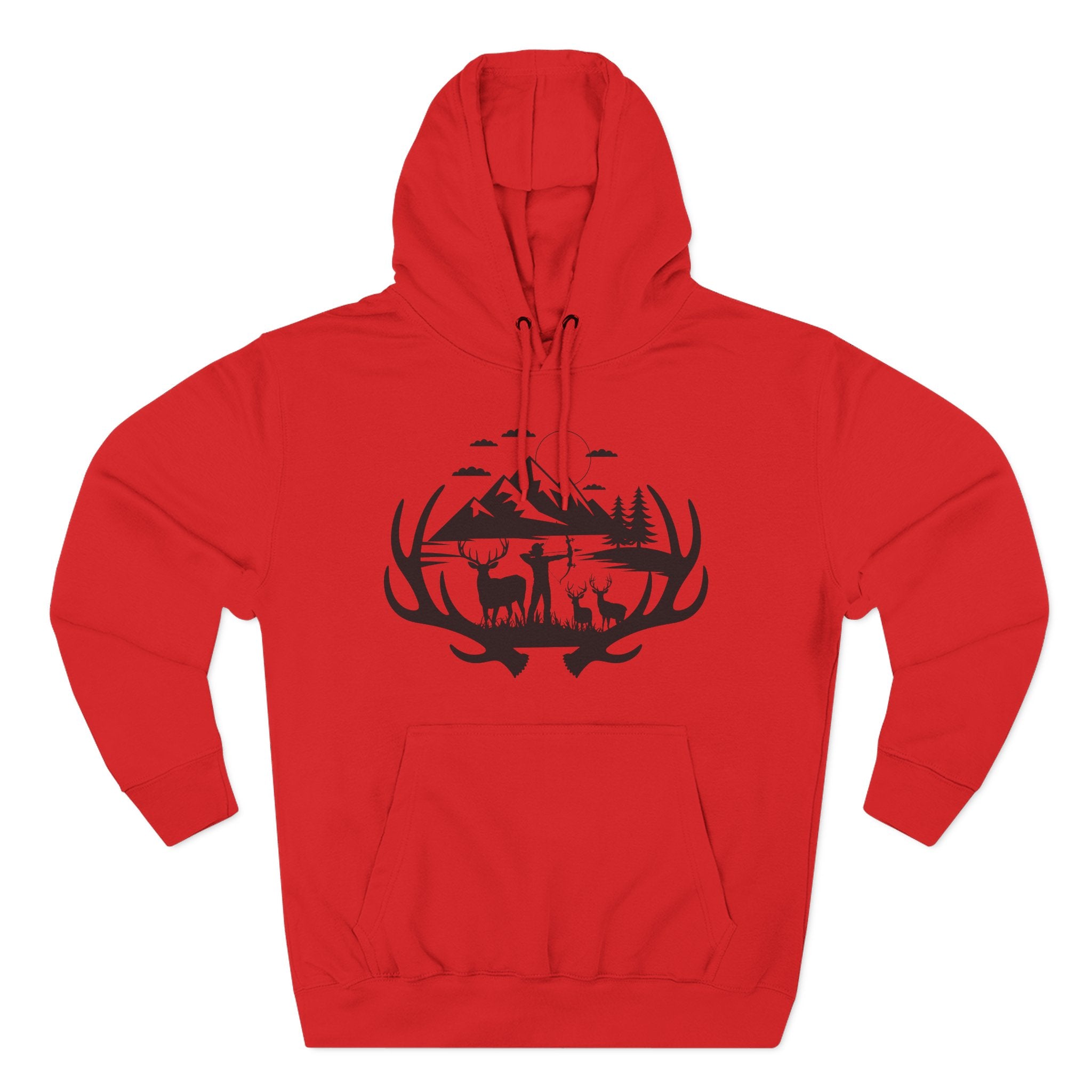 Deer Antler Mountain Hoodie — Rustic Outdoor Gift for Him Wildlife Graphic Pullover