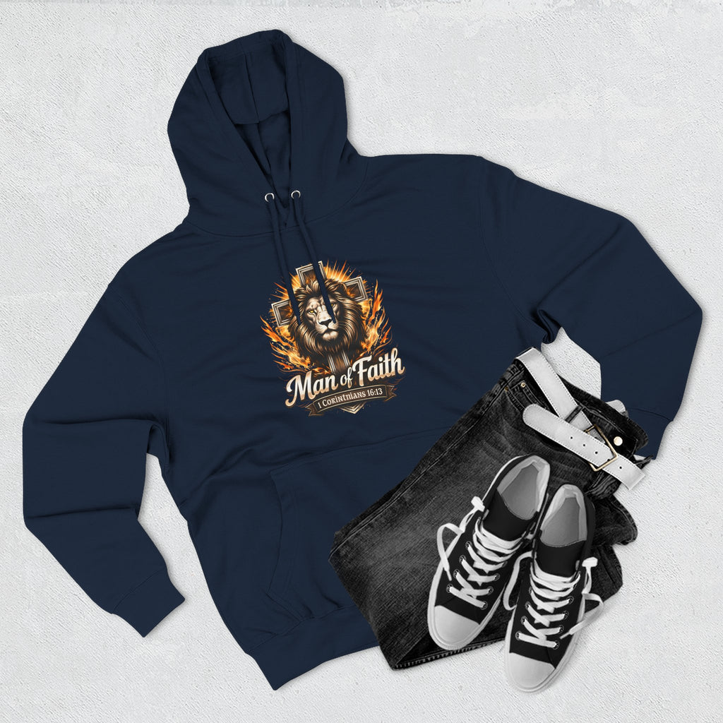 Man of Faith Lion Crest Graphic Fleece Pullover Hoodie