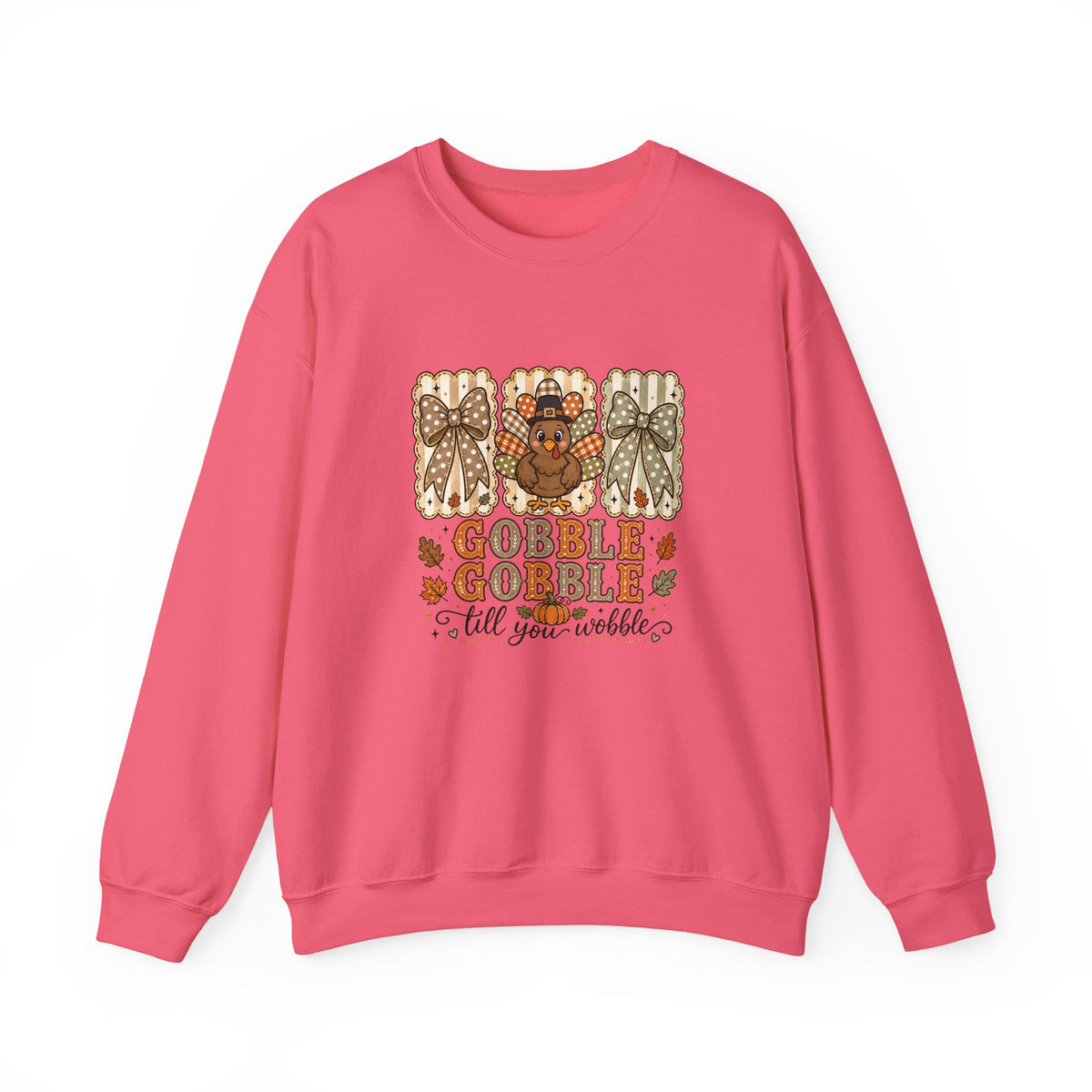 Thanksgiving Crewneck Sweatshirt — "Gobble Gobble 'til You Wobble" Turkey Design