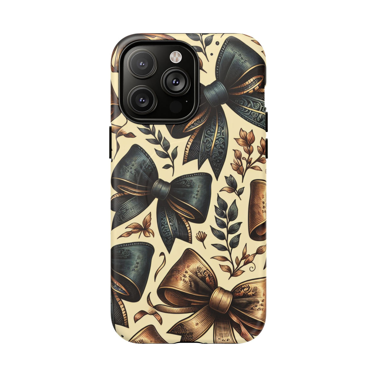 Bow Pattern Tough Magnetic Phone Case — Vintage Ribbon Floral Design