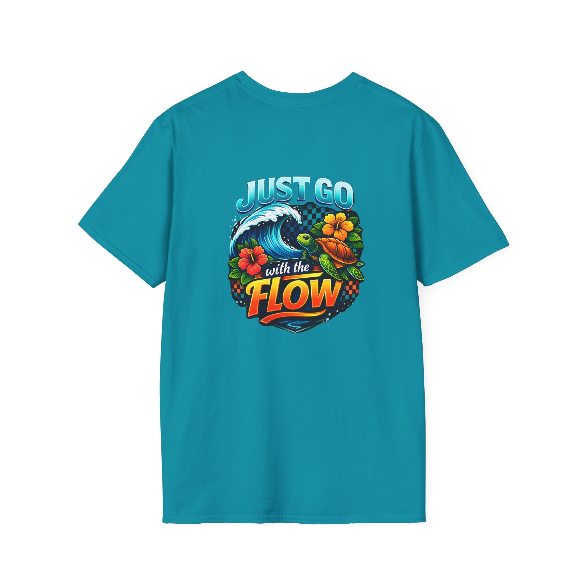 Go With the Flow Sea Turtle T-Shirt — Cute Beach Gift for Women Ocean Floral Tee