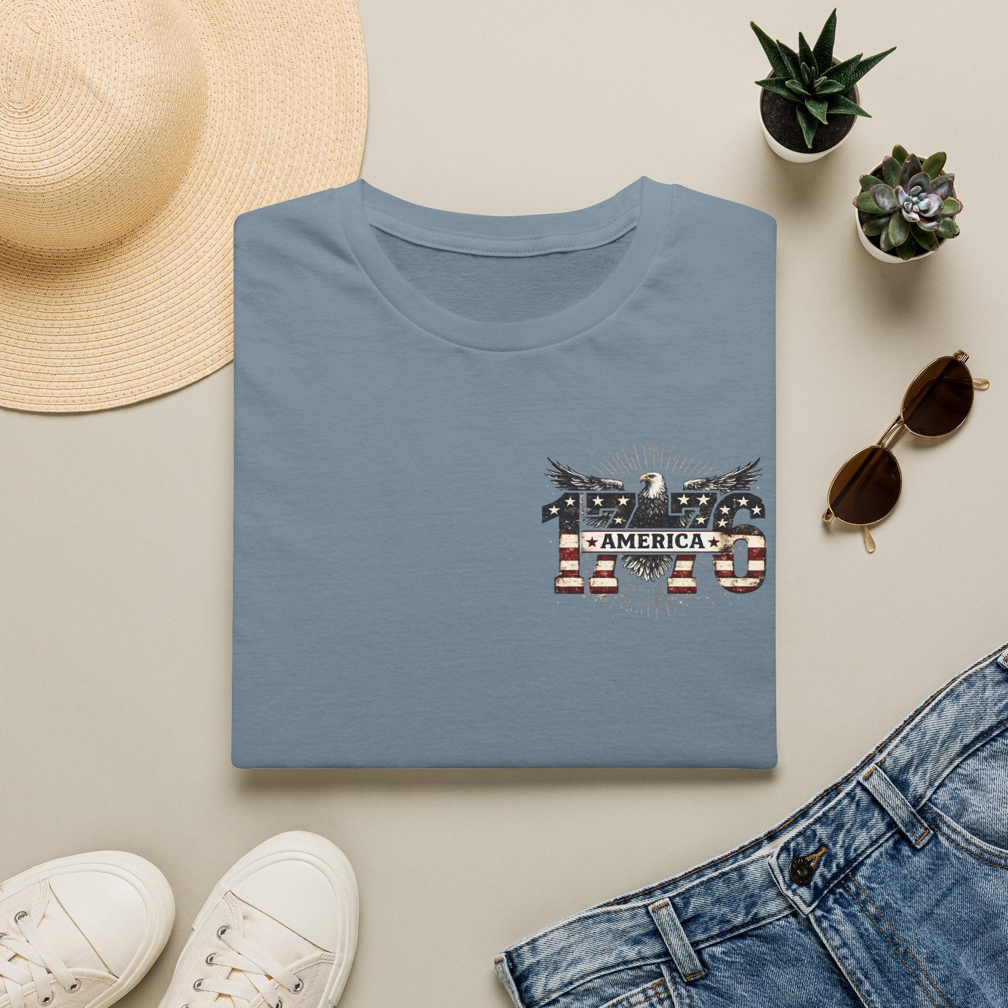 1776 American Flag Eagle T-Shirt — Vintage Patriotic Gift for Him Fourth of July Tee