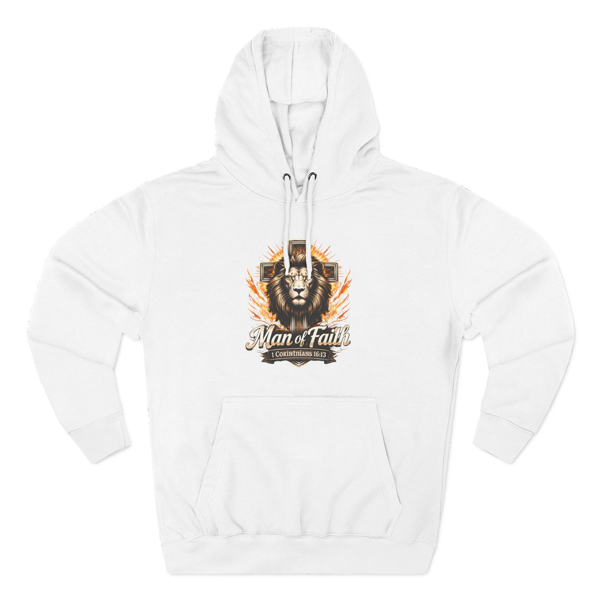 Man of Faith Lion Crest Graphic Fleece Pullover Hoodie
