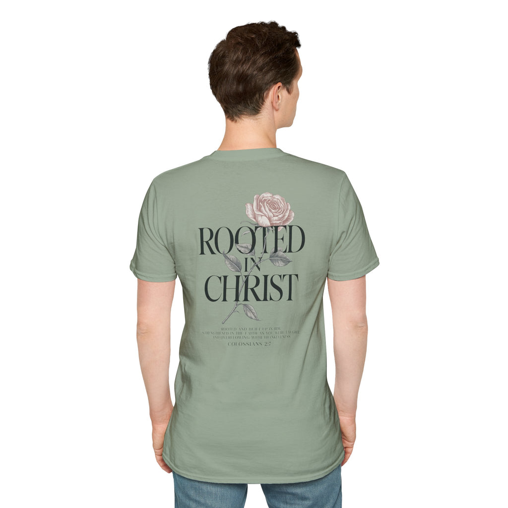 Rooted in Christ Floral T-Shirt — Christian Gift for Women Faith Graphic Tee