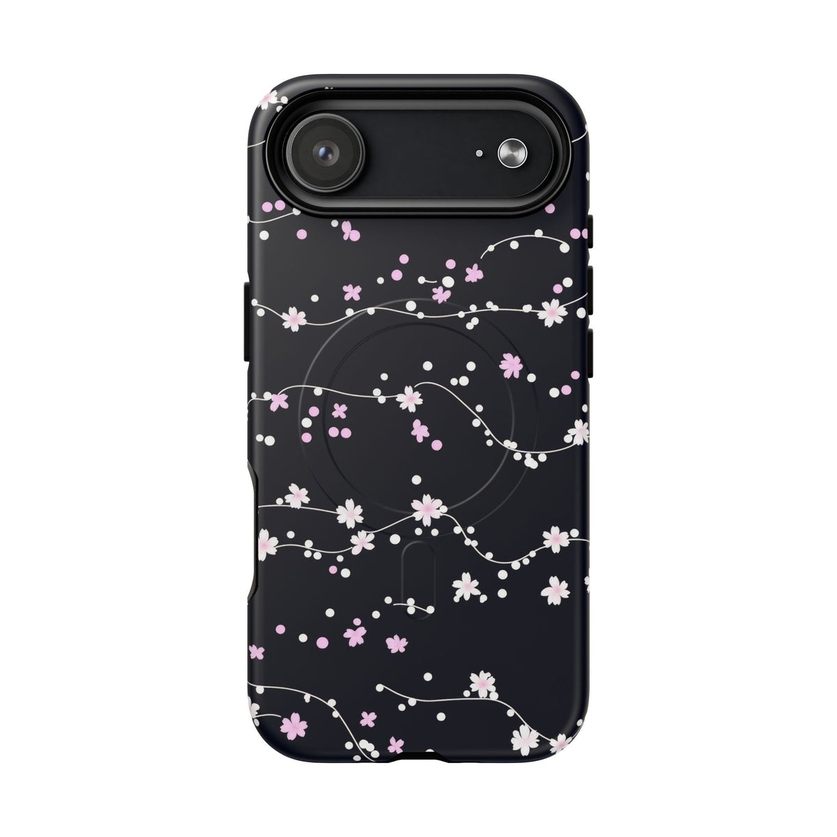 Magnetic Phone Case — Black Sakura Cherry Blossom Tough Cover