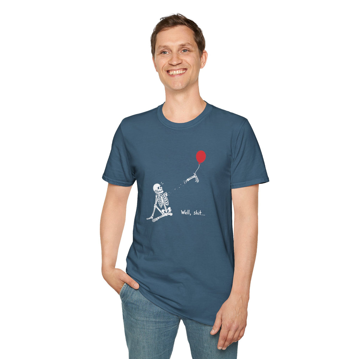 Funny Skeleton Balloon T-Shirt, Well Shit Graphic Tee