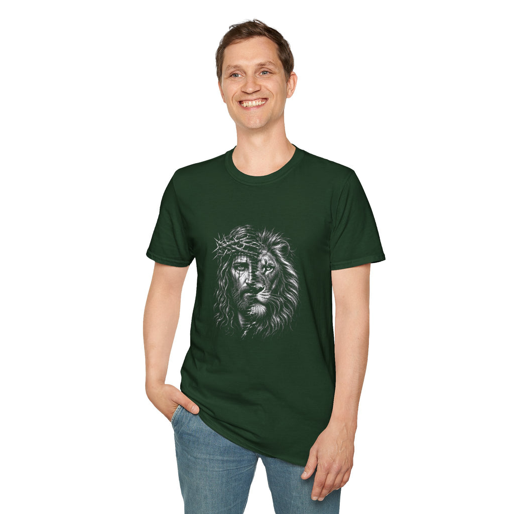 Lion of Judah T-Shirt — Crown of Thorns Half-Face Lion Christian Graphic Tee